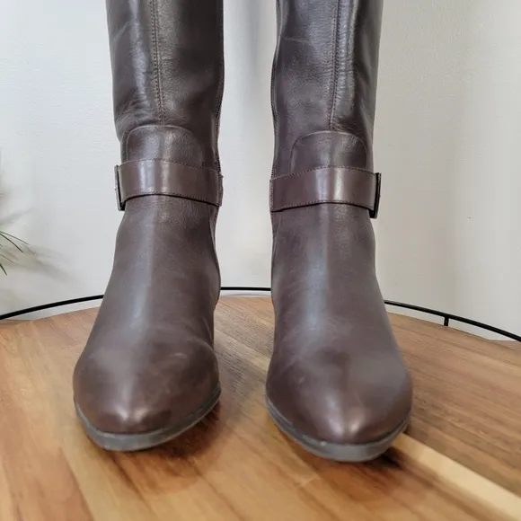 Nine West Diablo knee high Boots Genuine Leather Espresso  Size 6