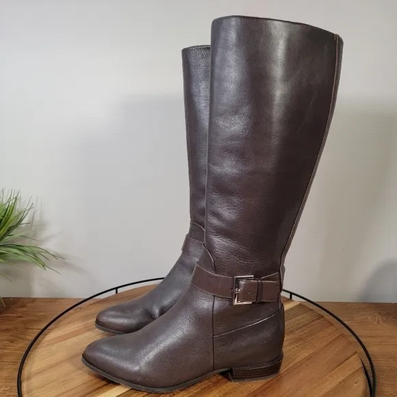 Nine West Diablo knee high Boots Genuine Leather Espresso  Size 6