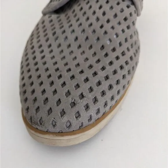 Nine West Taupe Gray Leather Cut Out Almond Toe Shoes Women's 9