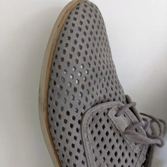 Nine West Taupe Gray Leather Cut Out Almond Toe Shoes Women's 9