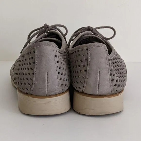 Nine West Taupe Gray Leather Cut Out Almond Toe Shoes Women's 9