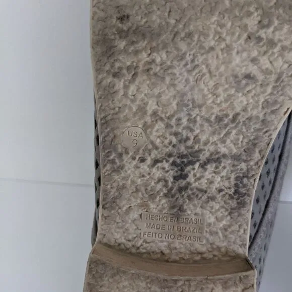Nine West Taupe Gray Leather Cut Out Almond Toe Shoes Women's 9