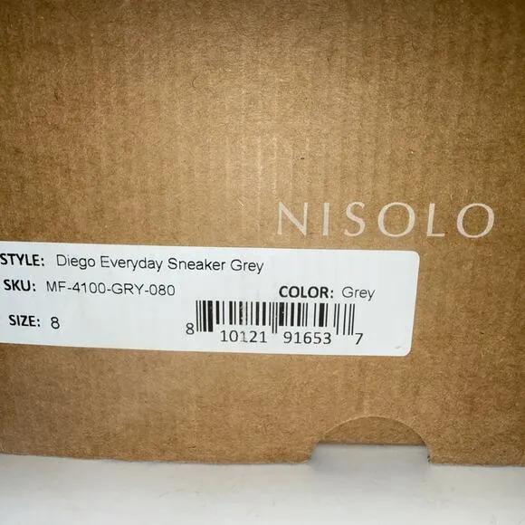 Nisolo Diego Everyday Sneaker Shoes Mens 8 Gray Leather Casual Comfort NEW