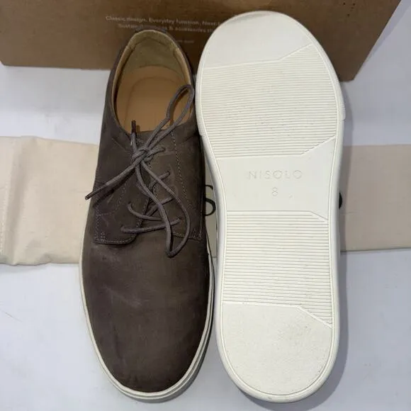 Nisolo Diego Everyday Sneaker Shoes Mens 8 Gray Leather Casual Comfort NEW