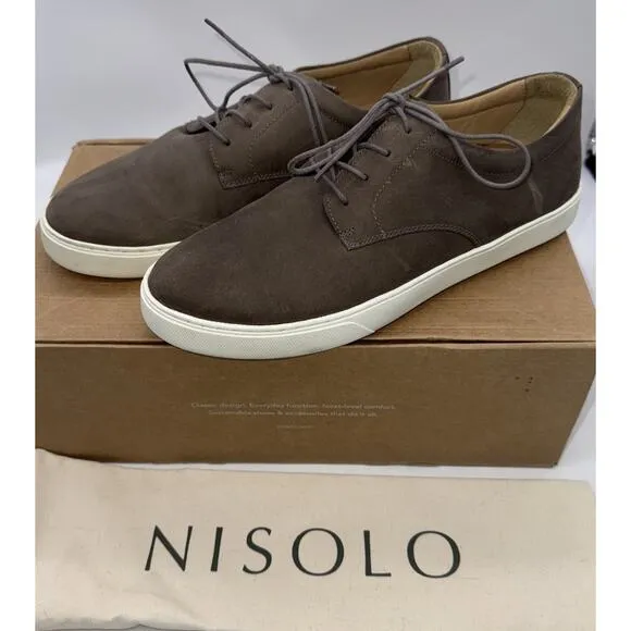 Nisolo Diego Everyday Sneaker Shoes Mens 8 Gray Leather Casual Comfort NEW