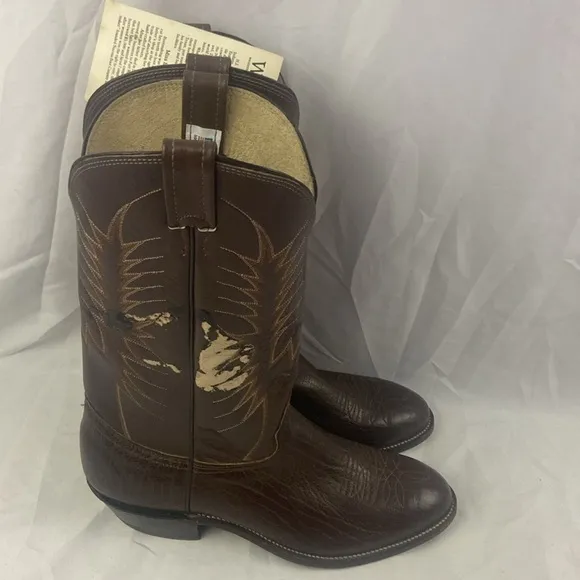 Nocona Cowboy Boots Brown Leather Size 11.5 B NWT READ DEFECT