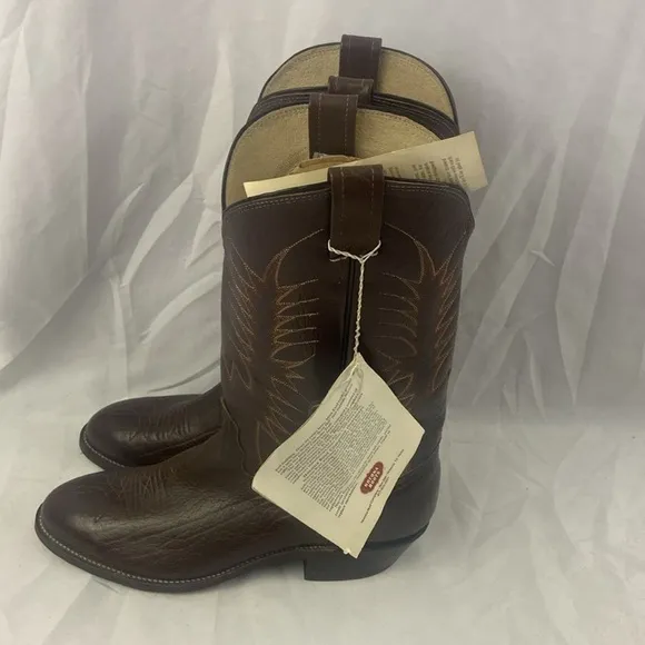 Nocona Cowboy Boots Brown Leather Size 11.5 B NWT READ DEFECT