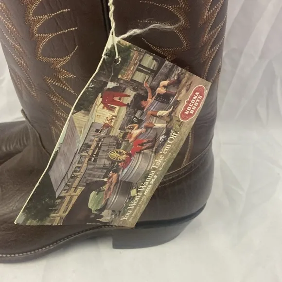 Nocona Cowboy Boots Brown Leather Size 11.5 B NWT READ DEFECT