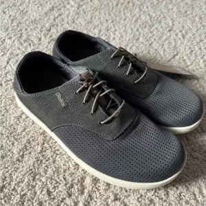 Nohea Moku mens no tie boat shoes gray charcoal clay 9