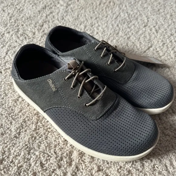 Nohea Moku mens no tie boat shoes gray charcoal clay 9