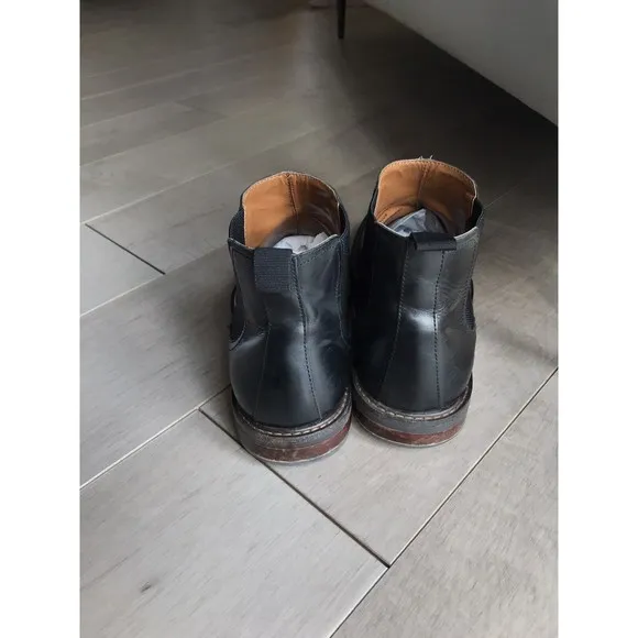 Nordstrom men black double gore boots 12 M leather