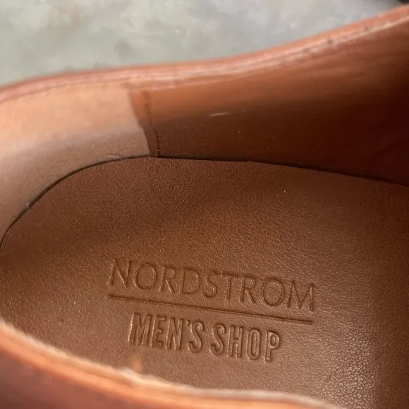 NORDSTROM MENS Emmett Plain Toe Leather Derby Shoes in Brown Ochre