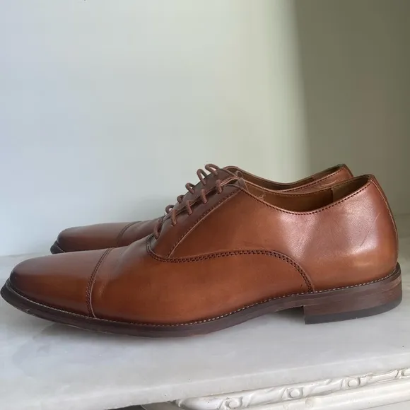 NORDSTROM MENS Emmett Plain Toe Leather Derby Shoes in Brown Ochre