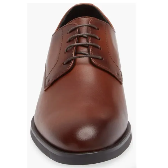 NORDSTROM MENS Emmett Plain Toe Leather Derby Shoes in Brown Ochre