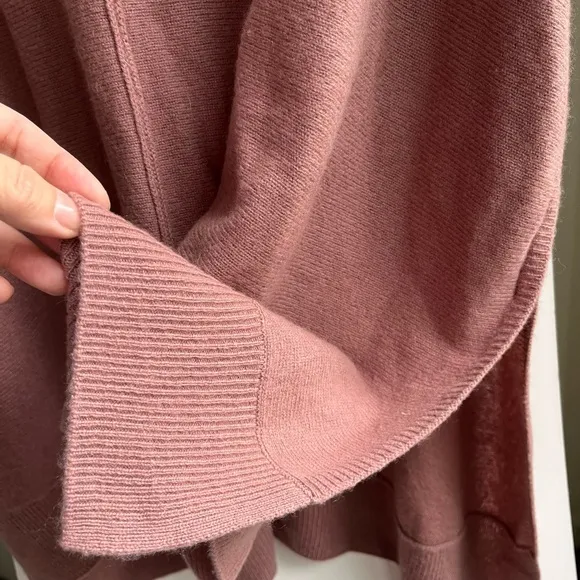 Nordstrom Rib Wool Cashmere Taupe Chestnut Poncho Cozy Comfy One Size