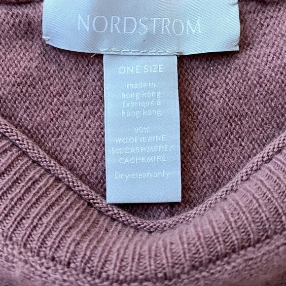 Nordstrom Rib Wool Cashmere Taupe Chestnut Poncho Cozy Comfy One Size