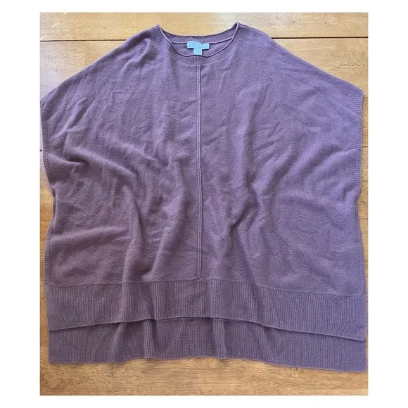 Nordstrom Rib Wool Cashmere Taupe Chestnut Poncho Cozy Comfy One Size