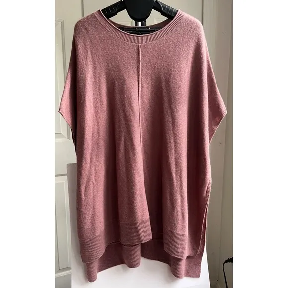 Nordstrom Rib Wool Cashmere Taupe Chestnut Poncho Cozy Comfy One Size
