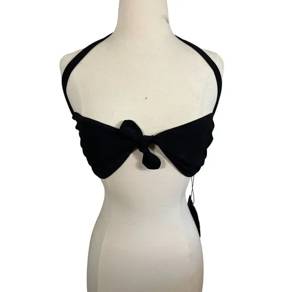 Norma Kamali Bra Women XL Black Tie Front Neck Strap Sexy Intimates Neutral Plus