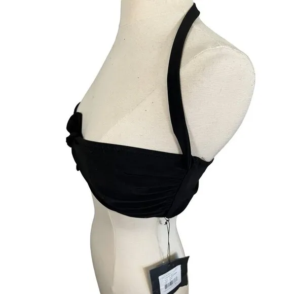 Norma Kamali Bra Women XL Black Tie Front Neck Strap Sexy Intimates Neutral Plus