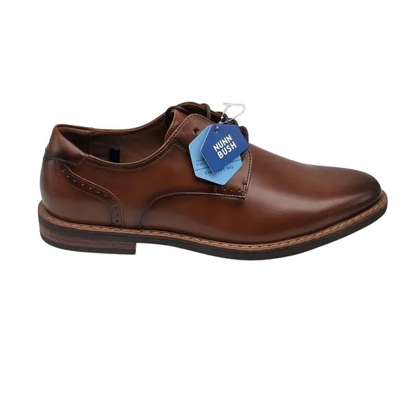 Nunn Bush Brown Leather Oxford Mens Dress Shoes W/Comfort Gel Sole 10.5M