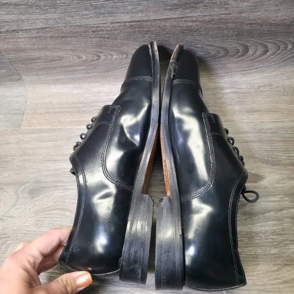 Nunn Bush Dress Shoes Mens 11M Black Black Leather Derby Cap Toe Formal Business