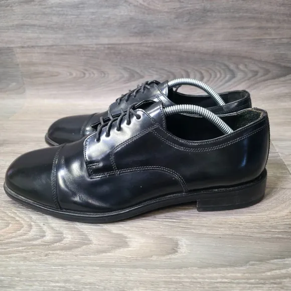 Nunn Bush Dress Shoes Mens 11M Black Black Leather Derby Cap Toe Formal Business