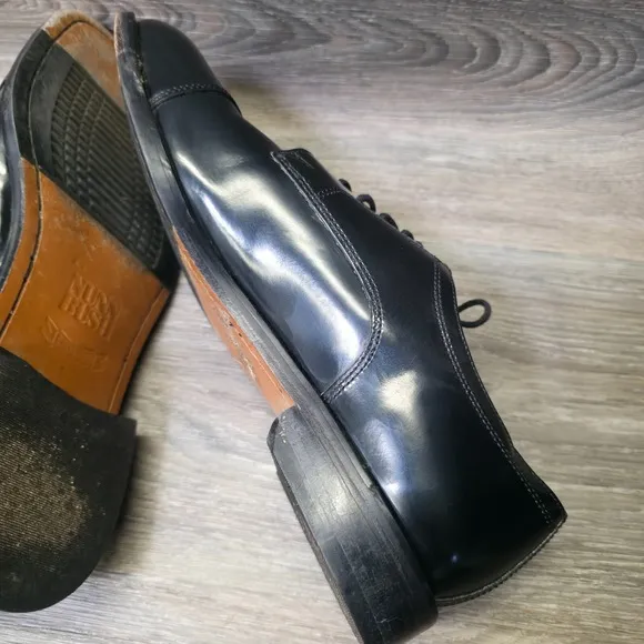 Nunn Bush Dress Shoes Mens 11M Black Black Leather Derby Cap Toe Formal Business