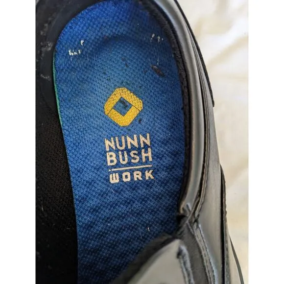 Nunn Bush Men's Work Waterproof Slip-On Black Size 8 1/2 Comfort Non-slip Shoes