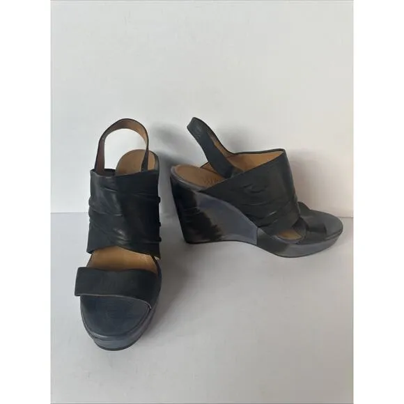 NWOB Anthropologie Leather Slingback Wedges Size 8.5 (EU 39)