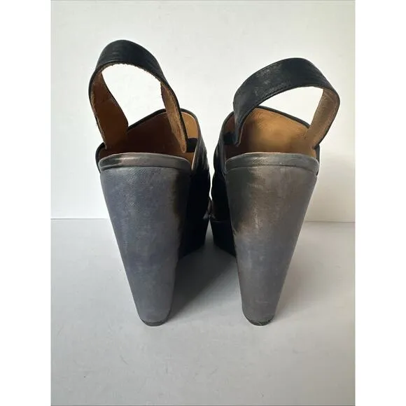 NWOB Anthropologie Leather Slingback Wedges Size 8.5 (EU 39)