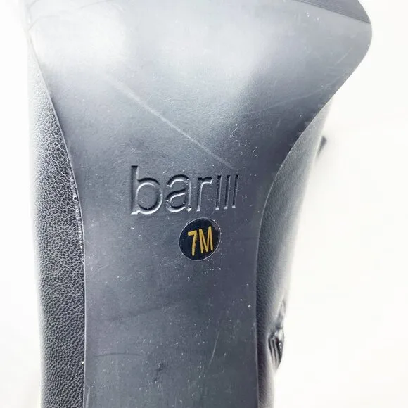 NWOB Bar IIIBlack Faux Leather Square Toe Knee High Boots Women's Sz 7 Side Zip