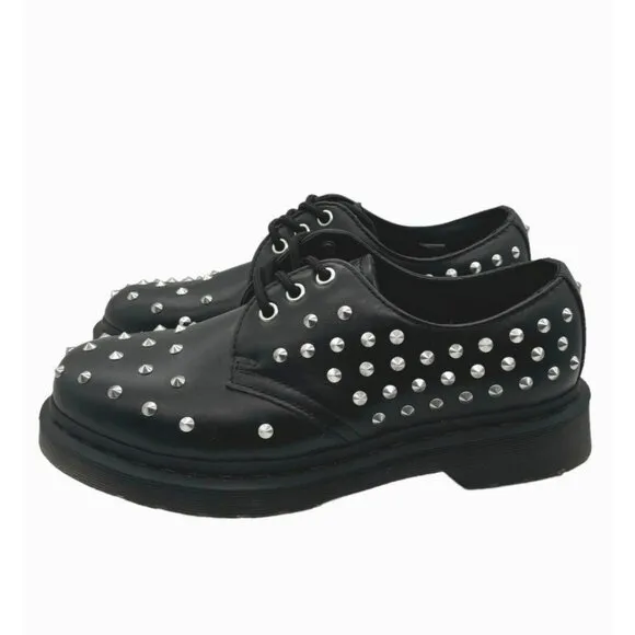 NWOB Dr Doc Martens 1461 Stud Wanama Leather Lace Up Oxfords Shoes M7 W8 Studded