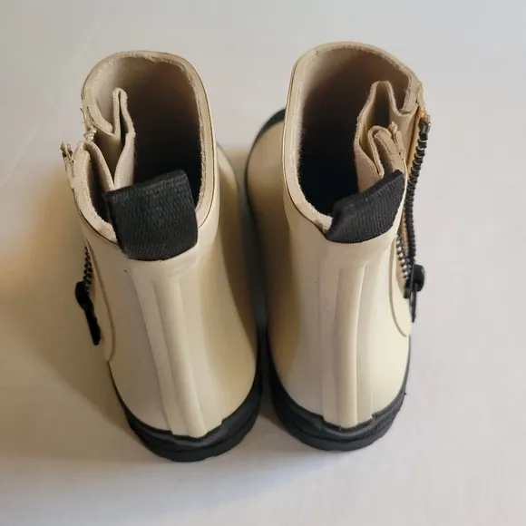 NWOB Madewell Zip-Up Lug Sole Rain Boots Cream &amp; Black 5