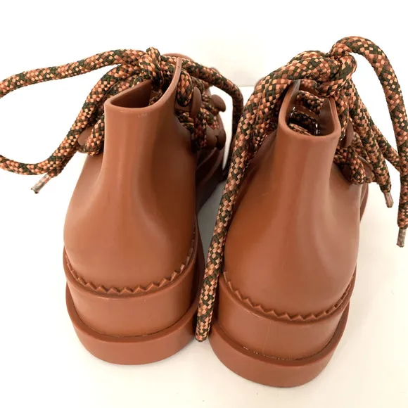 NWOB Melissa Ninety Sandal Platform Shoe Lace Up Brown Round Toe Wedge J…