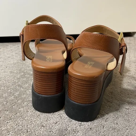 NWOB MICHAEL Michael Kors Marlon Leopard Calf Hair Leather Platform Sandals 6.5