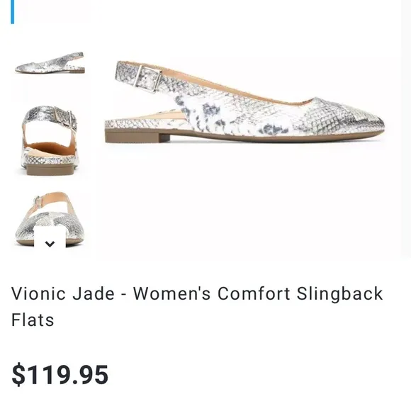 NWOB! Vionic SZ 6.5 jade sling back comfort flats.
