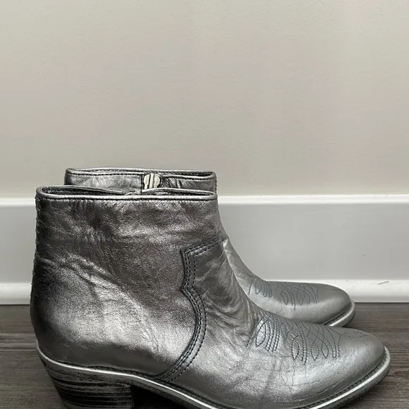 NWOB! Zadig &amp; Voltaire Metallic Silver Ankle Boots  Size 8 US | 39 EU