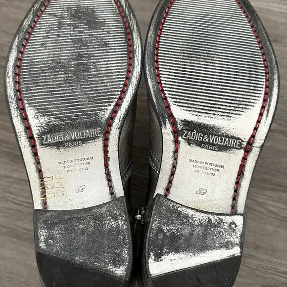 NWOB! Zadig &amp; Voltaire Metallic Silver Ankle Boots  Size 8 US | 39 EU