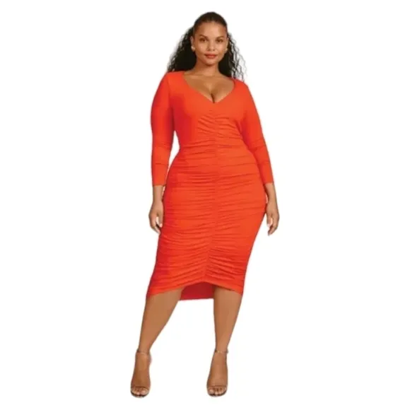NWOT 11 Honore Red Midi Dress Sizes (2X,3X)