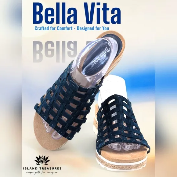 NWOT Bella Vita Koraline Suede Leather Slide Sandal Open Toe‎ Wedge Women 10N