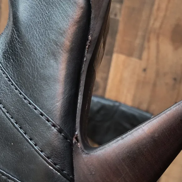NWOT Bivel Black Leather High Heeled Knee-High Boots Sz EU 37.5 US 7 Women