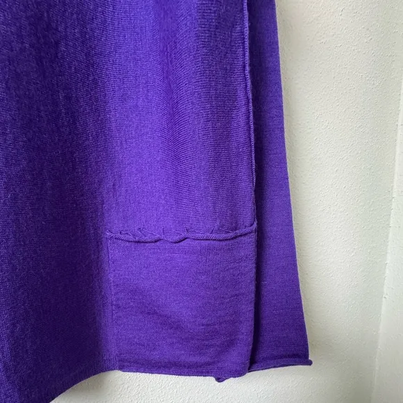 NWOT EILEEN FISHER Purple 100% Merino Wool Boat Neck Box Sweater Pockets Size MP