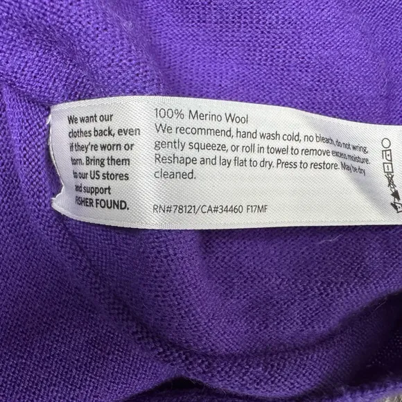 NWOT EILEEN FISHER Purple 100% Merino Wool Boat Neck Box Sweater Pockets Size MP