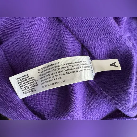 NWOT EILEEN FISHER Purple 100% Merino Wool Boat Neck Box Sweater Pockets Size MP