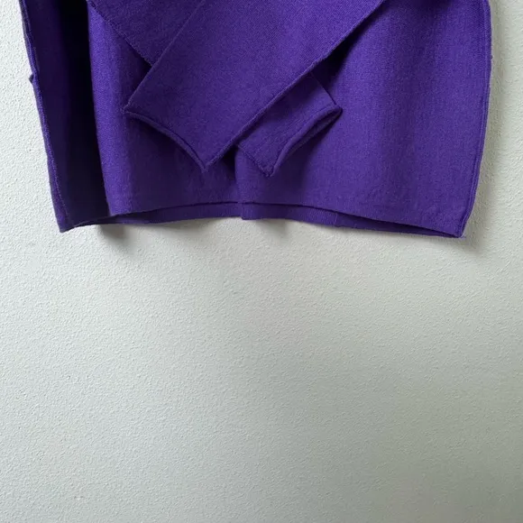 NWOT EILEEN FISHER Purple 100% Merino Wool Boat Neck Box Sweater Pockets Size MP