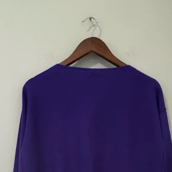 NWOT EILEEN FISHER Purple 100% Merino Wool Boat Neck Box Sweater Pockets Size MP