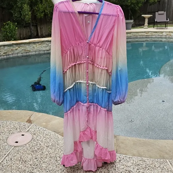 Nwot Free the roses Print Ruffle High-Low Dress S