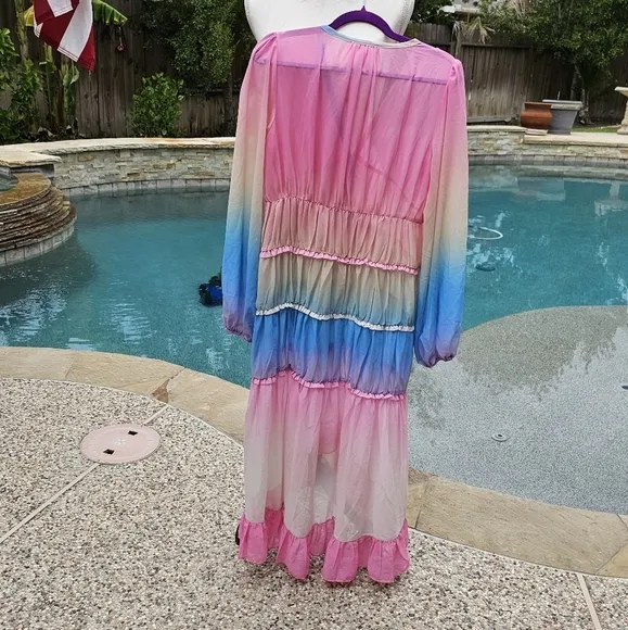 Nwot Free the roses Print Ruffle High-Low Dress S