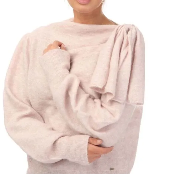 NWOT New TED BAKER Larbow Bow Sweater Pink Wool Knit Pullover US 10/L(TB 4)